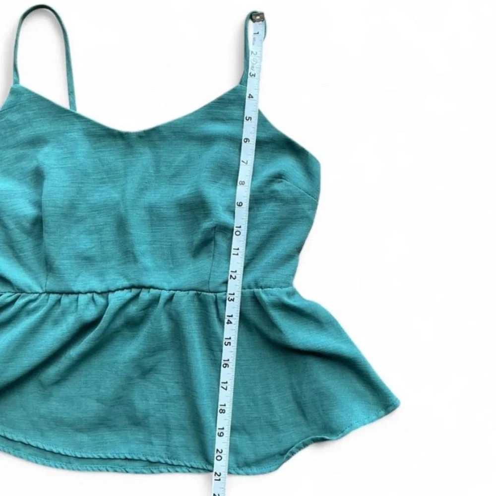 Turquoise Spaghetti Strap Peplum Top